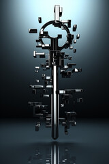 Abstract key with blockchain teeth, the minimalist approach to online security, generative AI
