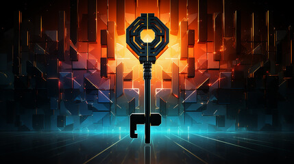 
Minimalist representation of a blockchain key, the future of digital authenticity, generative AI