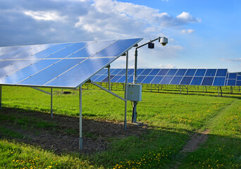 Solar power station panels for energy in field - 633859706