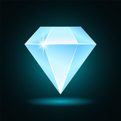 Blue crystal, a brilliant gemstone. Cut Diamond.