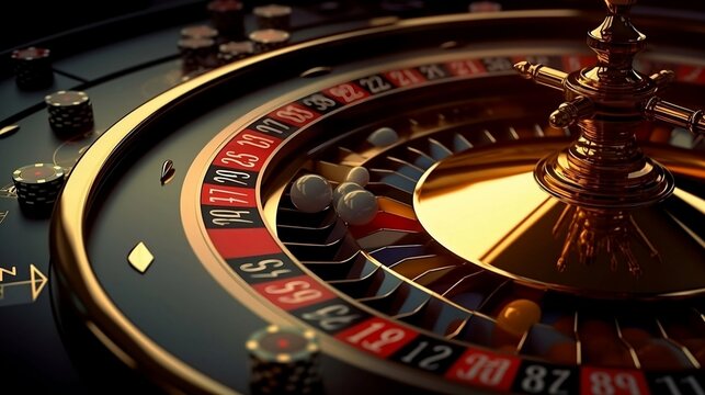 3D illustrated casino roulette depicting gambling. AI Generative