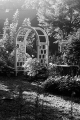 black and white garden arch 