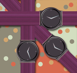 Colorful bands for wristwatches are popular and here is a 3-d illustration with colorful watchbands.