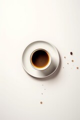 coffee cup on a white background with coffee beans