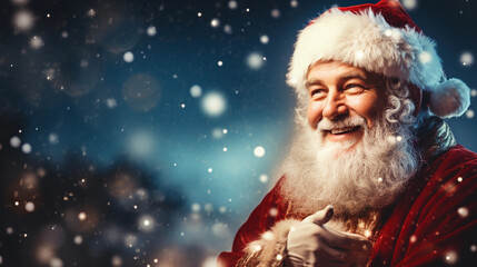 Santa Claus holding a Christmas Gift box.