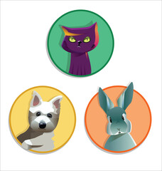 Dog, Cat, Rabbit. Vector illustration
