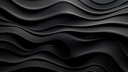 black abstract wavy background with wavy waves texture in computer generated digital art.