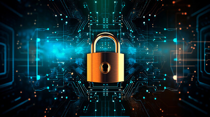 cyber security lock technology background