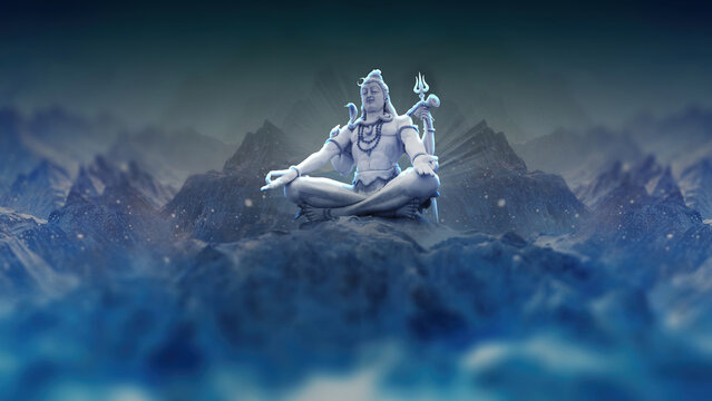 Lord Shiva Indian God 3D Wallpaper,Lord Shiva with colorful background Doing Meditation