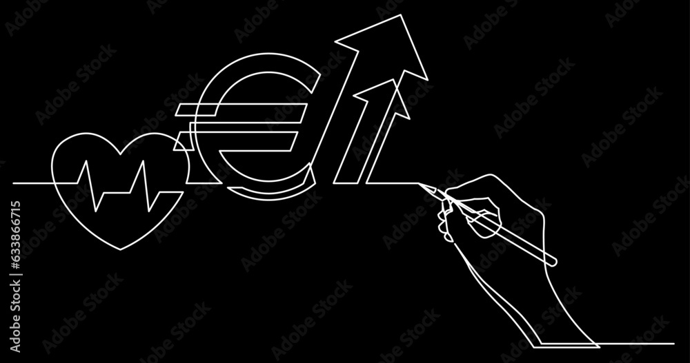 Wall mural continuous line drawing vector illustration with FULLY EDITABLE STROKE of business concept sketch on black background