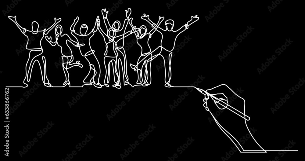 Wall mural continuous line drawing vector illustration with FULLY EDITABLE STROKE of business concept sketch on black background