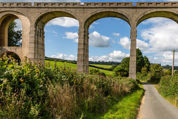 Fototapeta na wymiar A view of Cannington Viaduct in Devon, on a sunny summer's day