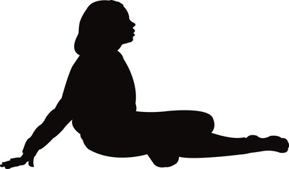 a cute girl sitting body silhouette vector