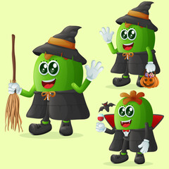 Cute Feijoa characters on Halloween