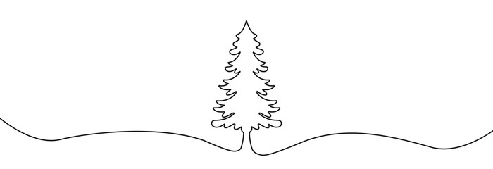 Christmas tree one line drawing.Merry Christmas decoration continuous line.Continuous line drawing of christmas tree . © Tally 18