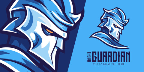 Fototapeta na wymiar Blue Knight Guardian Mascot: Modern Vector Logo Design with Sport & Esport Illustration Concept for Team, Badge, Emblem, T-shirt Printing