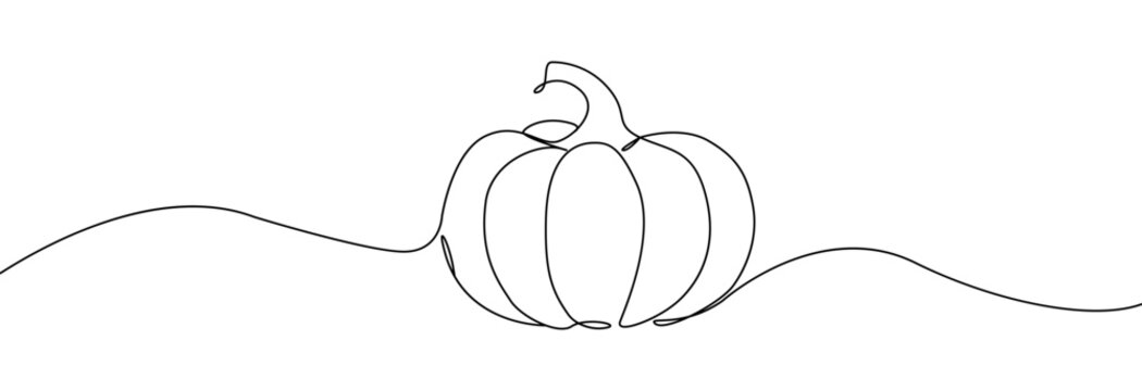 Vector pumpkin one line . Continuous line drawing pumpkin. Thanksgiving symbol.