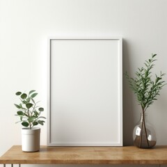 Mockup frame, Revel in the timeless charm of a white frame housing a classic white photograph, epitomizing elegance and grace. Generative AI