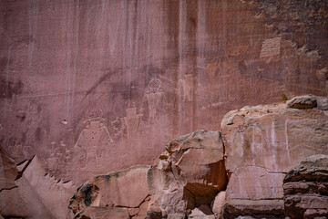 Petroglyph Moab Man Utah on Sandstone ancient carving 