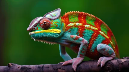 Foto op Plexiglas The chameleon is a fascinating reptile known for its ability to change color and blend into its surroundings. Generative AI © piai