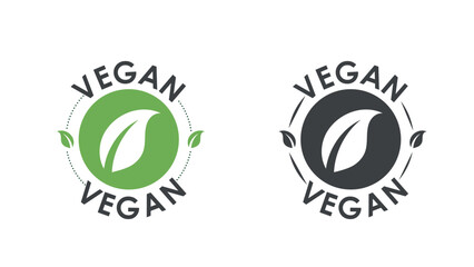 Circle leaf Vegan logo with green leaves for organic Vegetarian friendly diet vegetarian symbol, vegan logo concepts, vegetarian food logo concepts