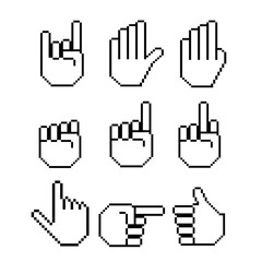 Pixel Art Hands Vector Object Set