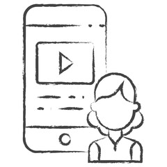 Hand drawn User Mobile video illustration icon