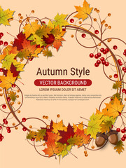 Autumn style elegant vector background. Design for flyer, invitation card, promo poster, discount coupon, voucher, sale banner