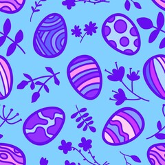 Easter eggs seamless cartoon stripes and polka dots pattern for fabrics and wrapping paper and kids clothes print