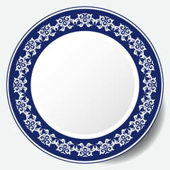 Round frame with swirls elements for designer wallpaper, trendy print, trendy decor, retro decor. Vector.