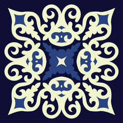 Square Ornament of Asian Folk Pattern. Ornament in Asian Nomads Style: Kyrgyz, Kazakhs, Bashkirs, Tatars, Yakut, Mongols. Ethnic Vector Illustration for Paper Products.