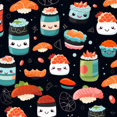 Sushi Kawaii Pattern
