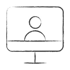 Hand drawn computer user illustration icon