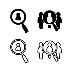 Hiring icon vector. search job vacancy icon. magnifying glass looking for people