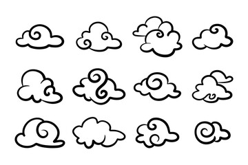 doodle set of clouds, vector illustration.