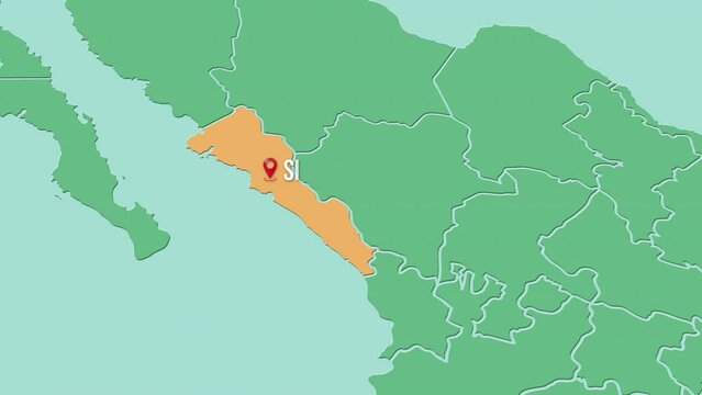 Mapa de M&eacute;xico resaltando el estado de Sinaloa