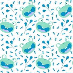 Cartoon animals seamless frogs pattern for wrapping paper and fabrics and kids clothes print and fashion textiles