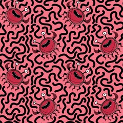 Image of Cartoon animals seamless summer crabs pattern for wrapping paper and fabrics and kids clothes print and beach printed on Printed Glass Basin Splashbacks