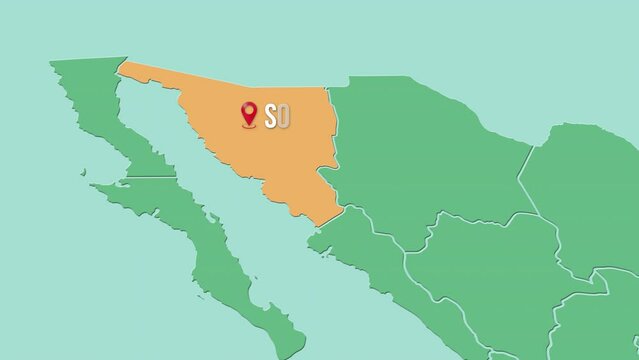 Mapa de M&eacute;xico resaltando el estado de Sonora