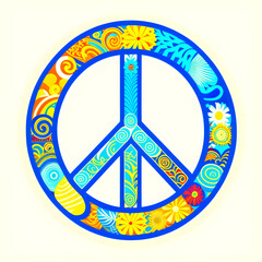 Peace anti-war stylized symbolic pacifist hippie logo