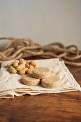 Traditional Mexican sweets. Peanut candy called Mazapan