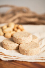 Homemade Mexican peanut candy. Mazapan.