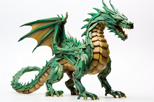 Chinese wooden dragon as a symbol of 2024 year on a white background