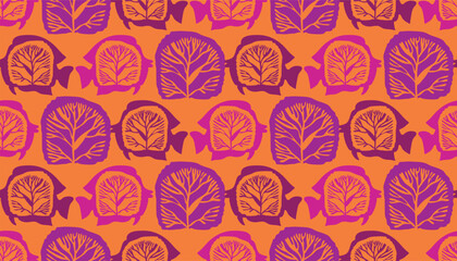 Beautiful seamless pattern with seaweeds, Sea underwater plants, ocean coral reef and aquatic kelp,  algae and seashells, jellyfish. Marine  background.  Vector illustration.  