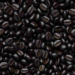 Pile of roasted coffee beans as background, top view