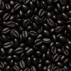 Pile of roasted coffee beans as background, top view