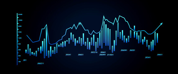 Clean glowing neon vibrant monochromatic blue Stock Market Graphic vector graphic © TheDezignChef