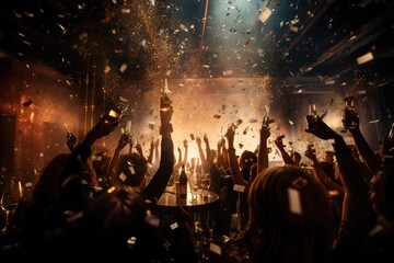 Glamour and Dreams. Friends and Family Raise Their Glasses in a Glamorous New Year's Eve Party to...