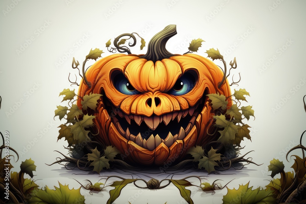 Wall mural halloween pumpkin banner, cartoon, very detailed, cartoon, hyper realistic, intricate detail, illust