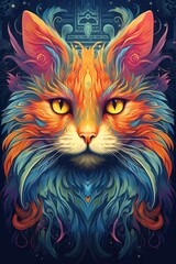 portrait of a colorful cat